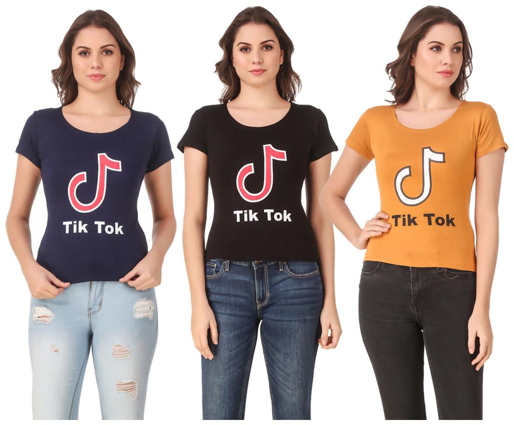 

AARYA WORLD Women Lycra Printed Multi T Shirt