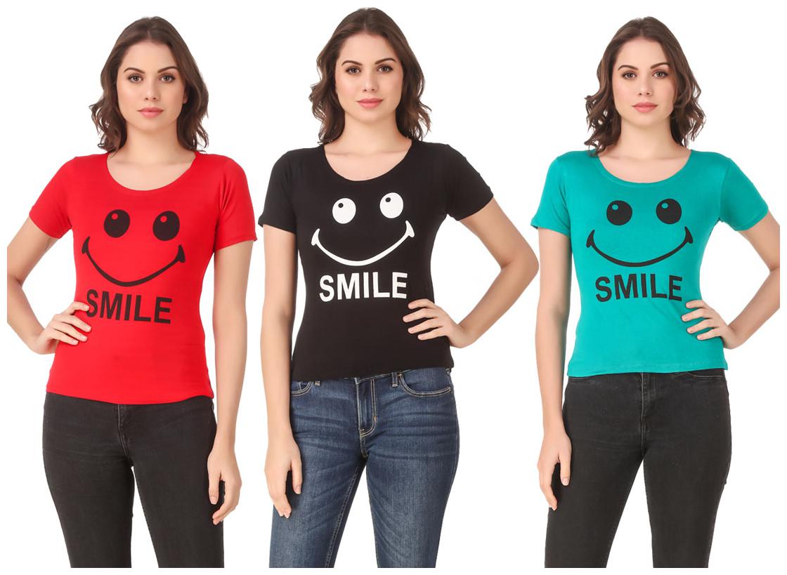 

AARYA WORLD Women Lycra Printed Multi T Shirt