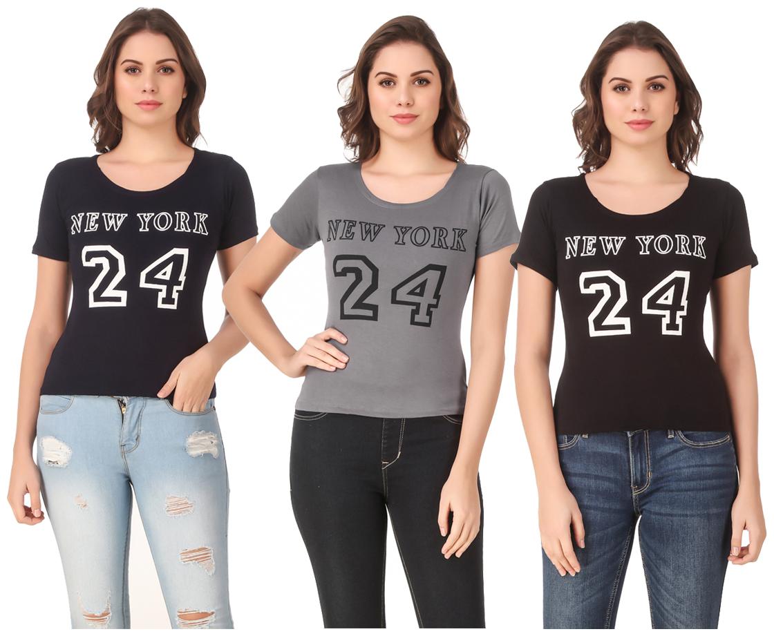

AARYA WORLD Women Lycra Printed Multi T Shirt