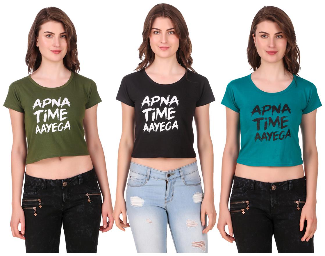 

AARYA WORLD Women Solid Crop top - Multi
