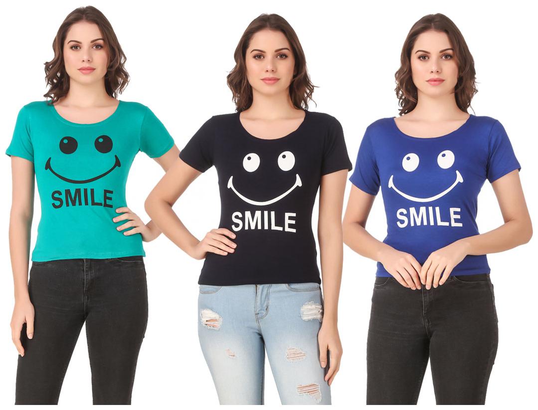 

AARYA WORLD Women Lycra Printed Multi T Shirt