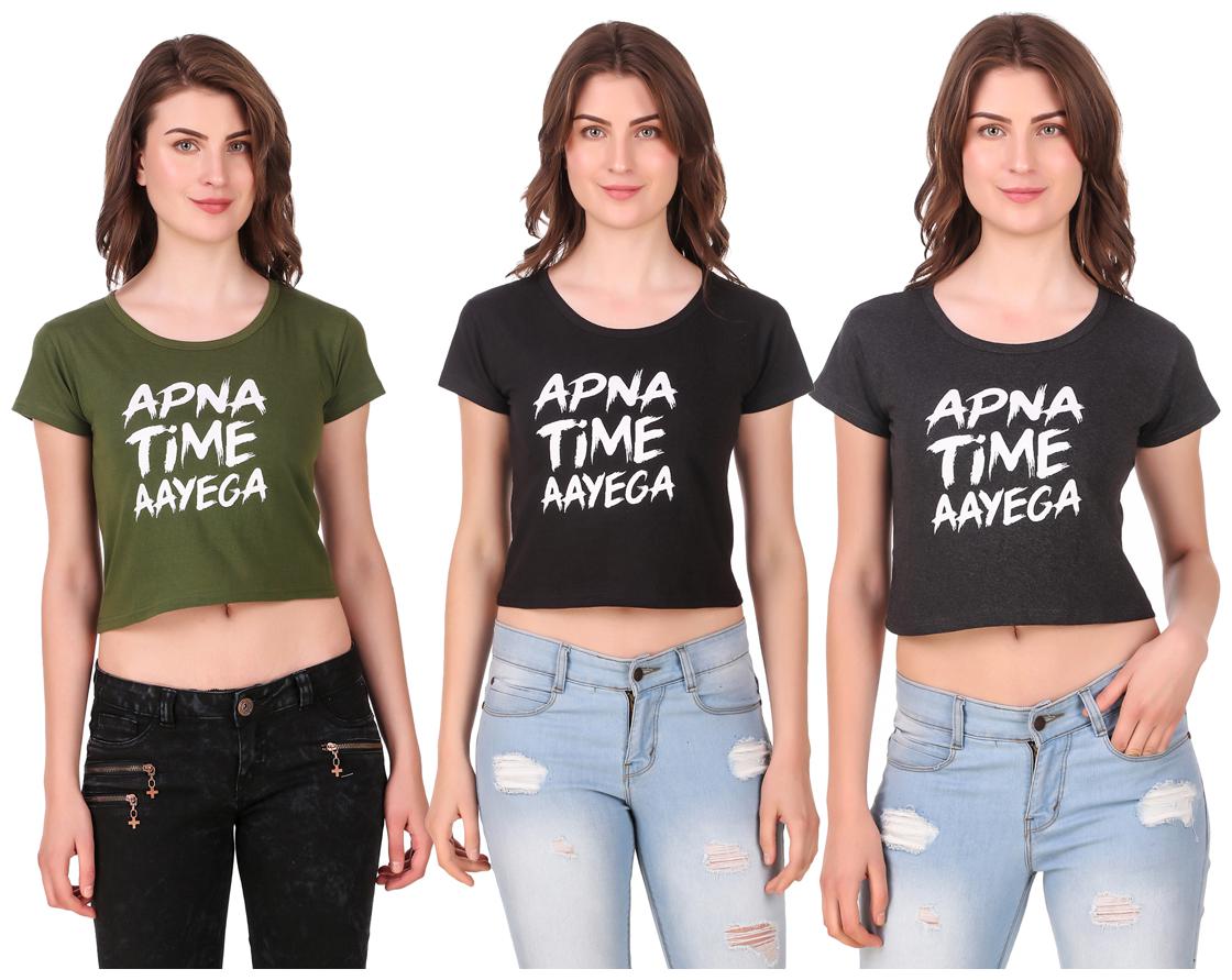 

AARYA WORLD Women Solid Crop top - Multi