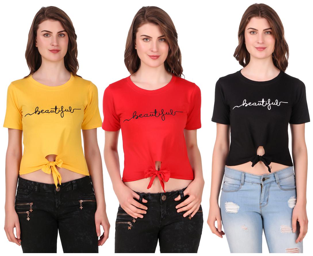 

AARYA WORLD Women Solid Crop top - Multi