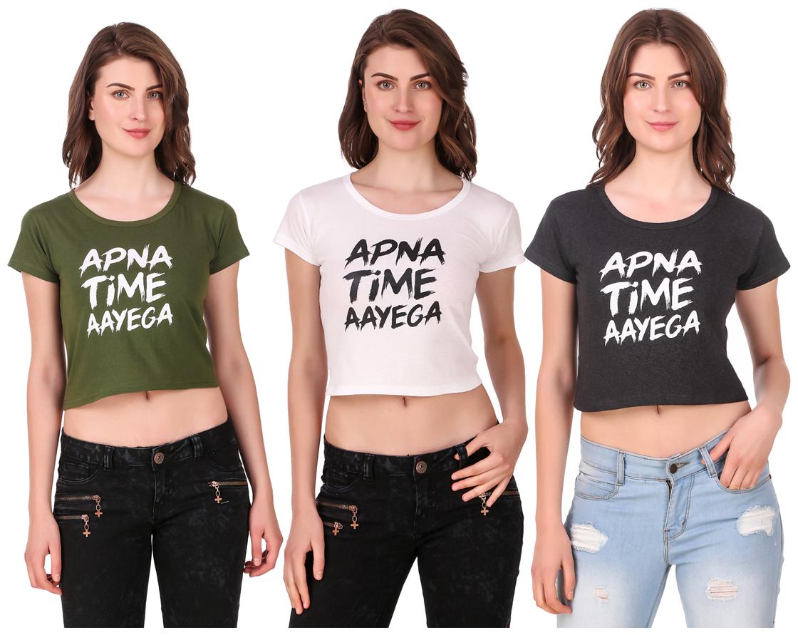 

AARYA WORLD Women Solid Crop top - Multi