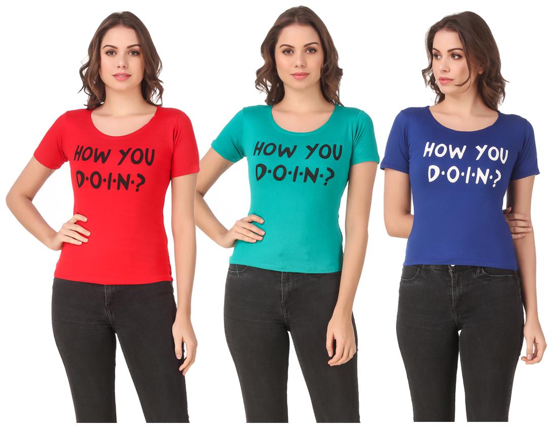 

AARYA WORLD Women Lycra Printed Multi T Shirt