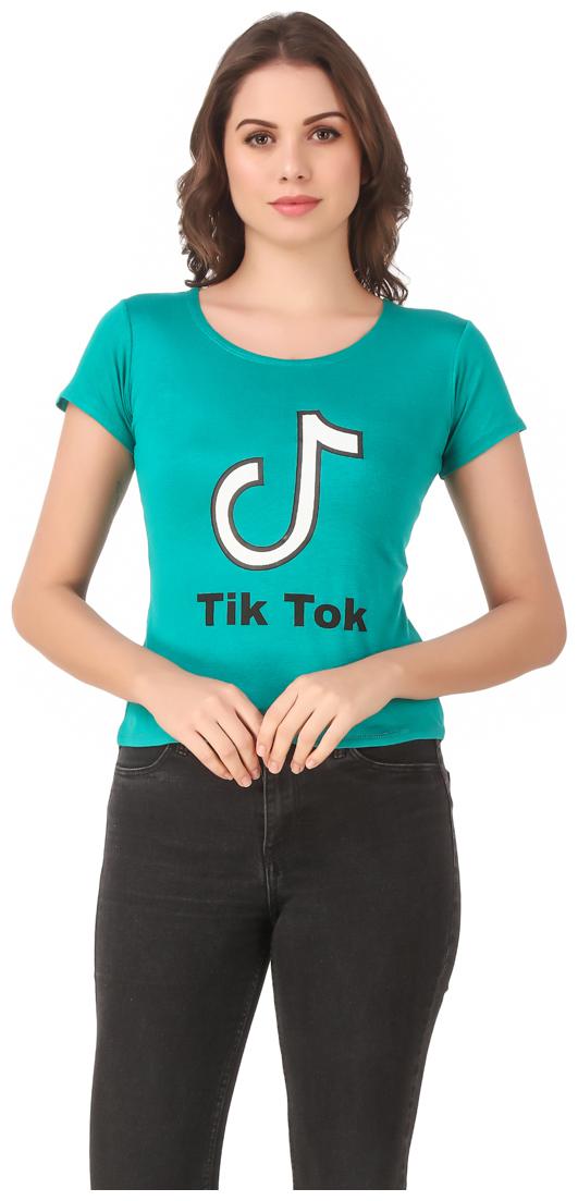 

AARYA WORLD Women Lycra Printed Turquoise T Shirt