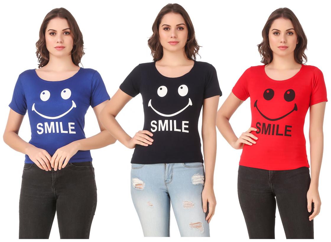 

AARYA WORLD Women Lycra Printed Multi T Shirt