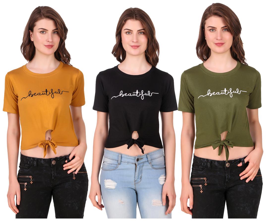 

AARYA WORLD Women Solid Crop top - Multi
