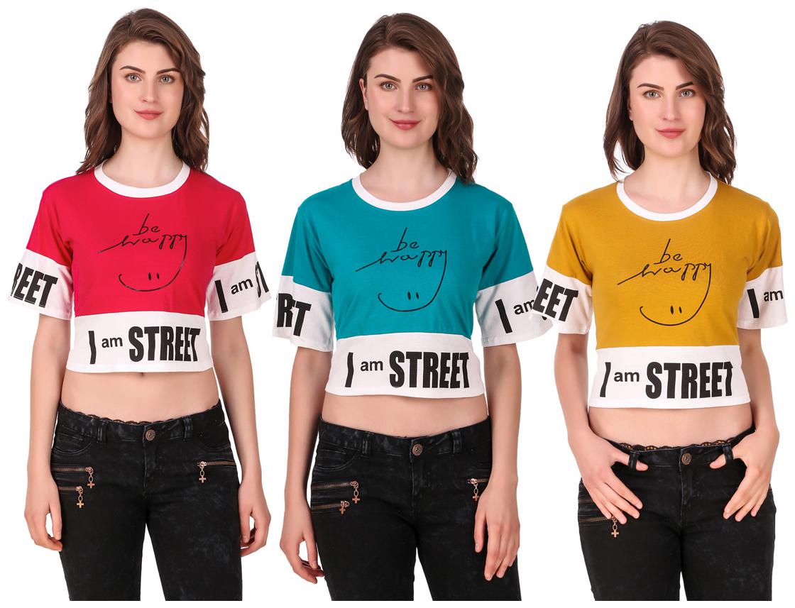 

AARYA WORLD Women Solid Crop top - Multi