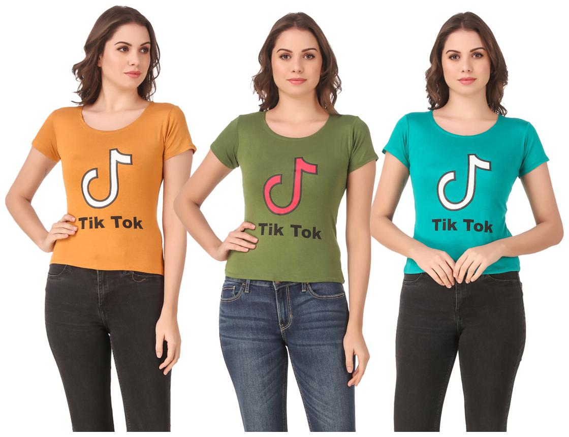 

AARYA WORLD Women Lycra Printed Multi T Shirt