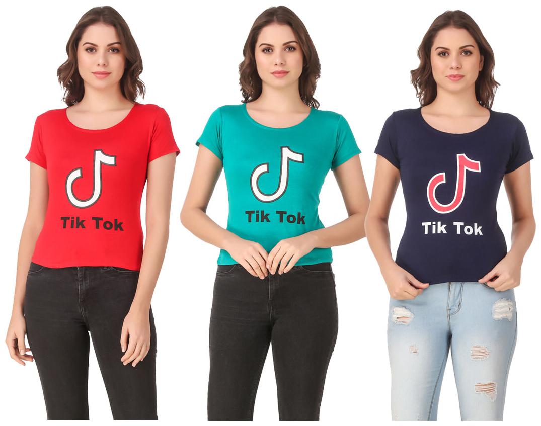 

AARYA WORLD Women Lycra Printed Multi T Shirt