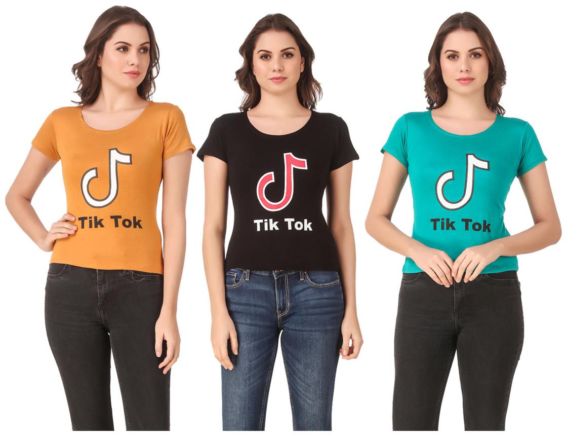 

AARYA WORLD Women Lycra Printed Multi T Shirt