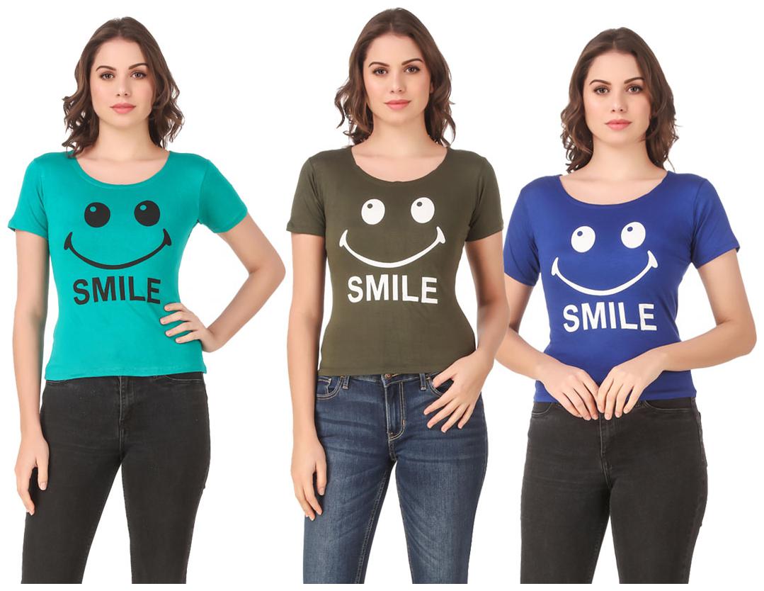 

AARYA WORLD Women Lycra Printed Multi T Shirt