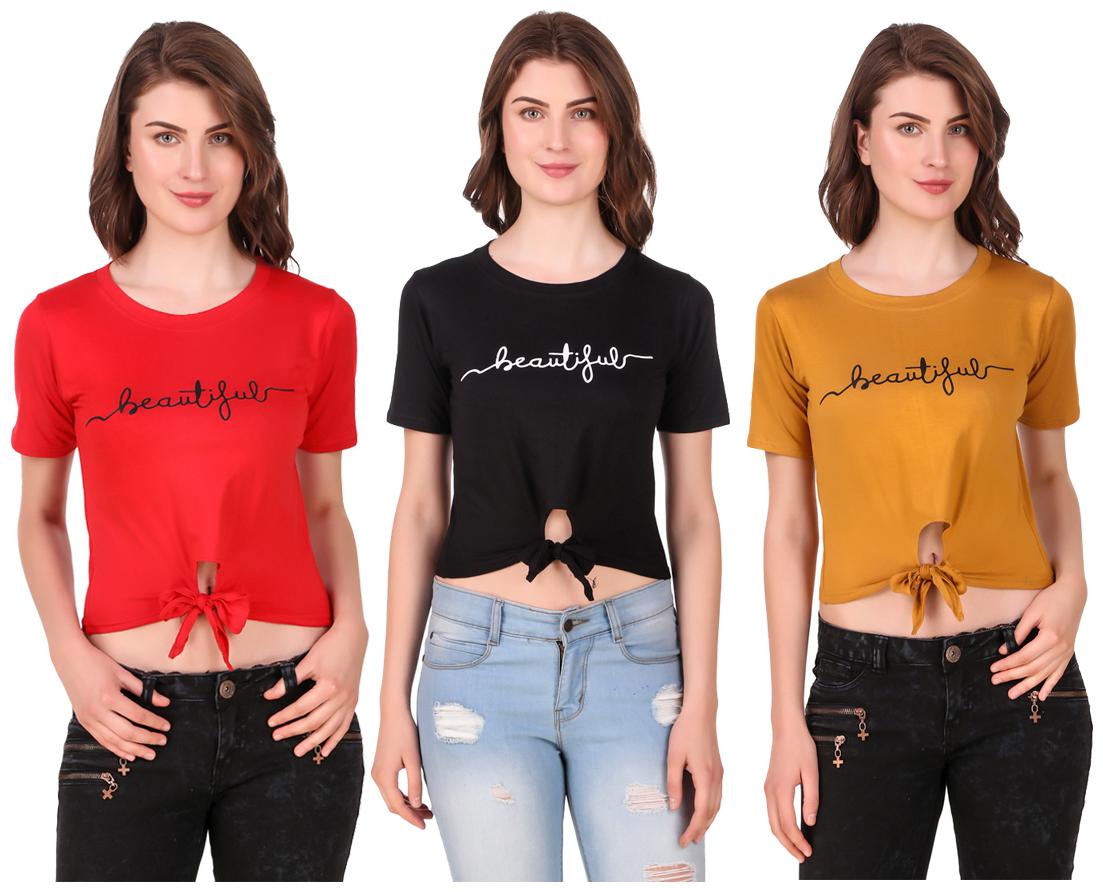 

AARYA WORLD Women Solid Crop top - Multi