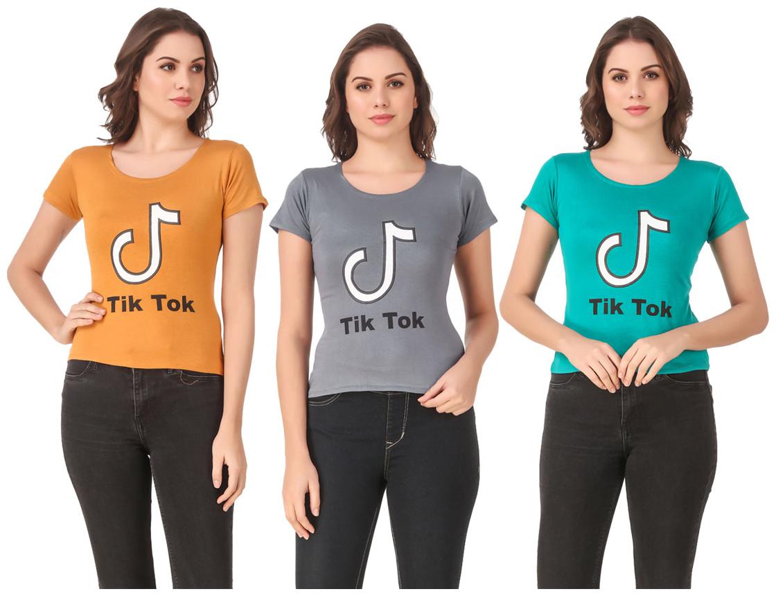

AARYA WORLD Women Lycra Printed Multi T Shirt