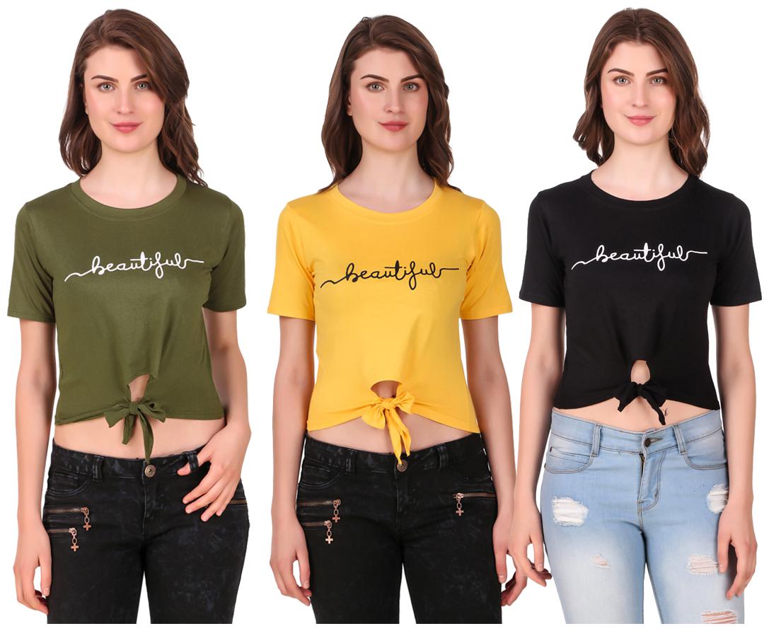 

AARYA WORLD Women Solid Crop top - Multi
