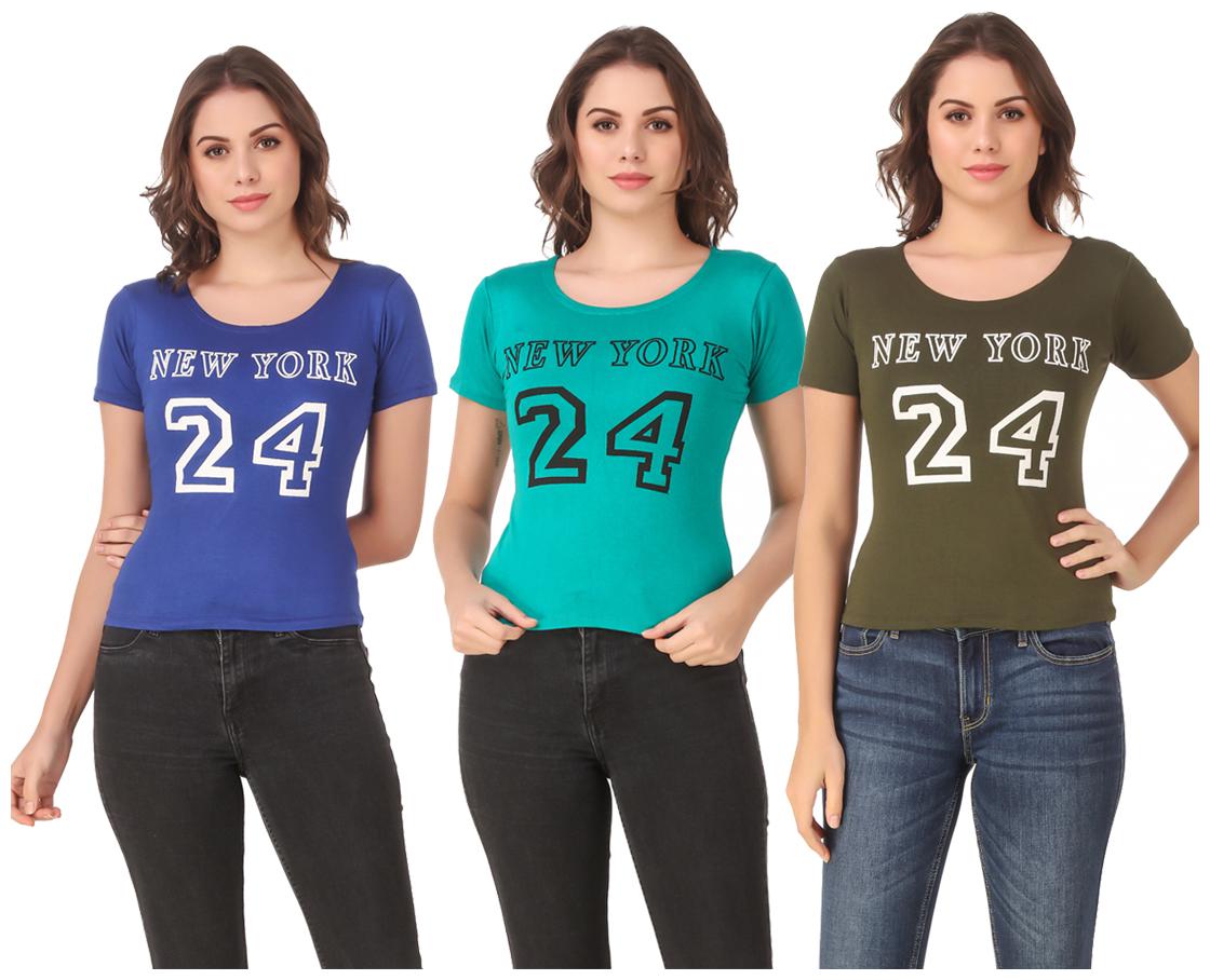 

AARYA WORLD Women Lycra Printed Multi T Shirt