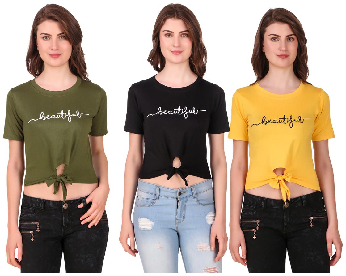 

AARYA WORLD Women Solid Crop top - Multi