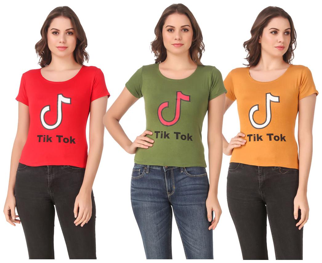 

AARYA WORLD Women Lycra Printed Multi T Shirt