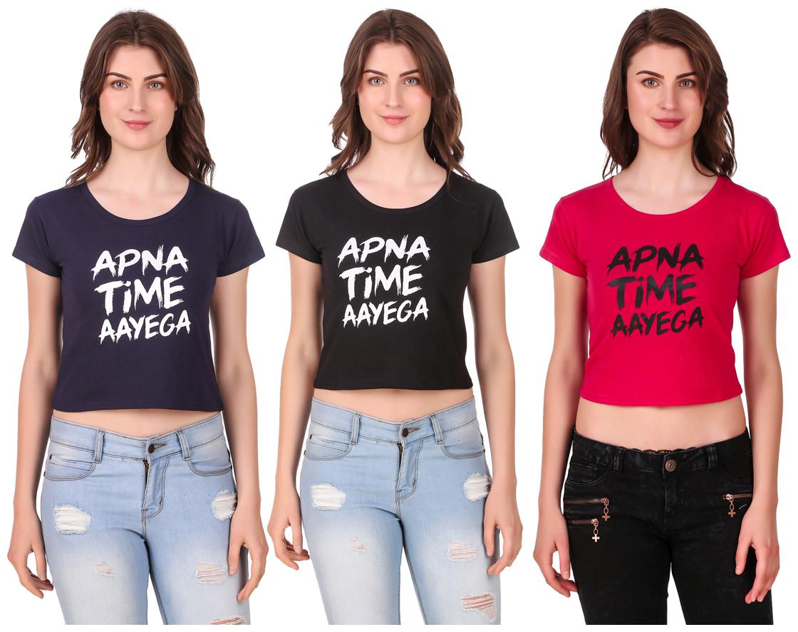 

AARYA WORLD Women Solid Crop top - Multi