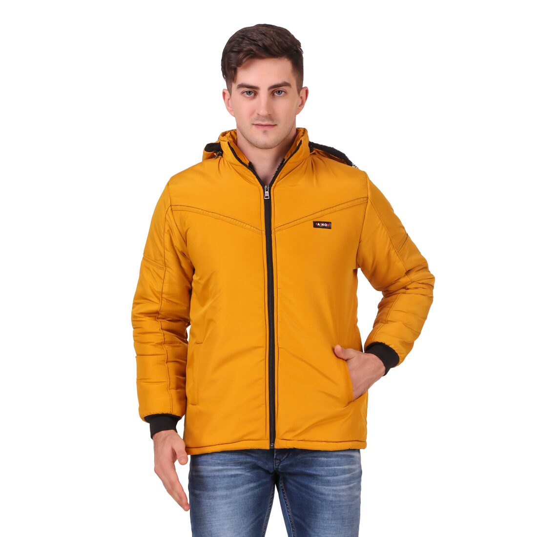 

AARYA WORLD Men Yellow Solid Bomber jacket