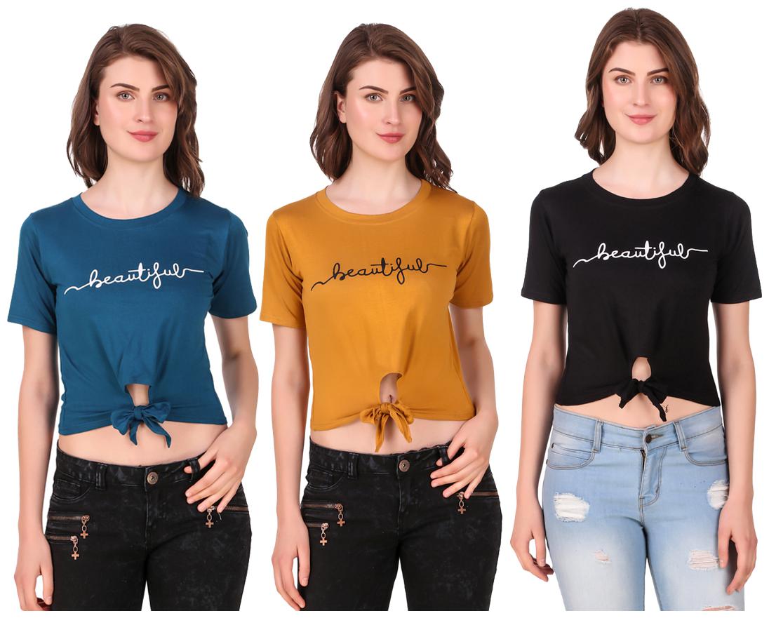 

AARYA WORLD Women Solid Crop top - Multi