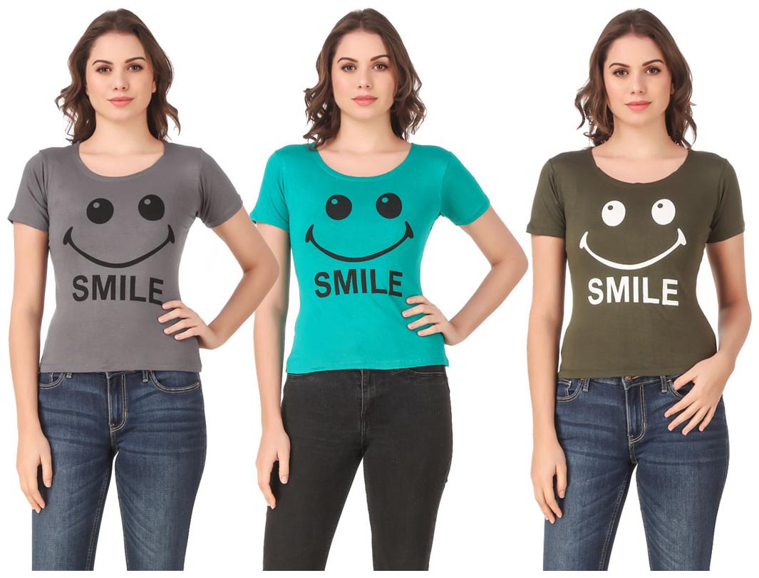 

AARYA WORLD Women Lycra Printed Multi T Shirt