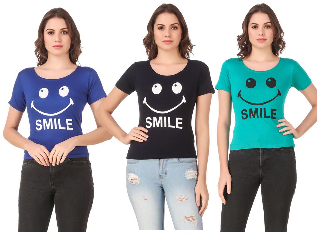 

AARYA WORLD Women Lycra Printed Multi T Shirt
