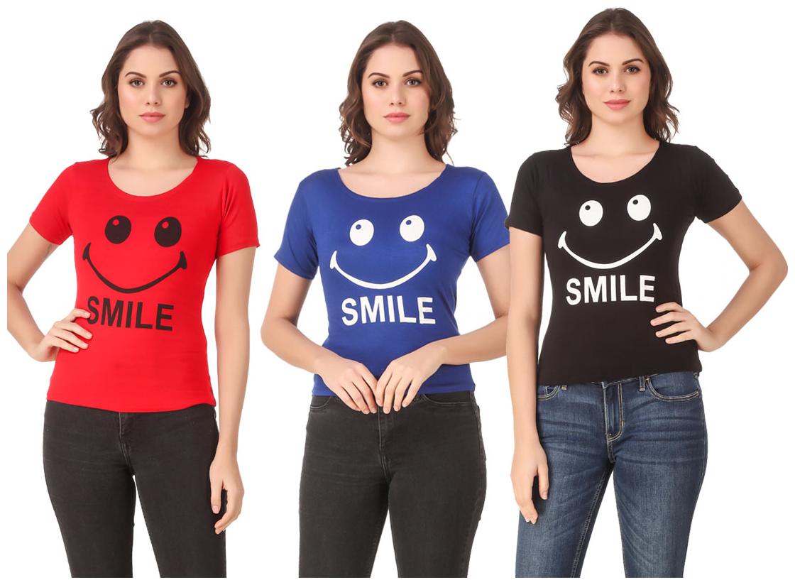 

AARYA WORLD Women Lycra Printed Multi T Shirt