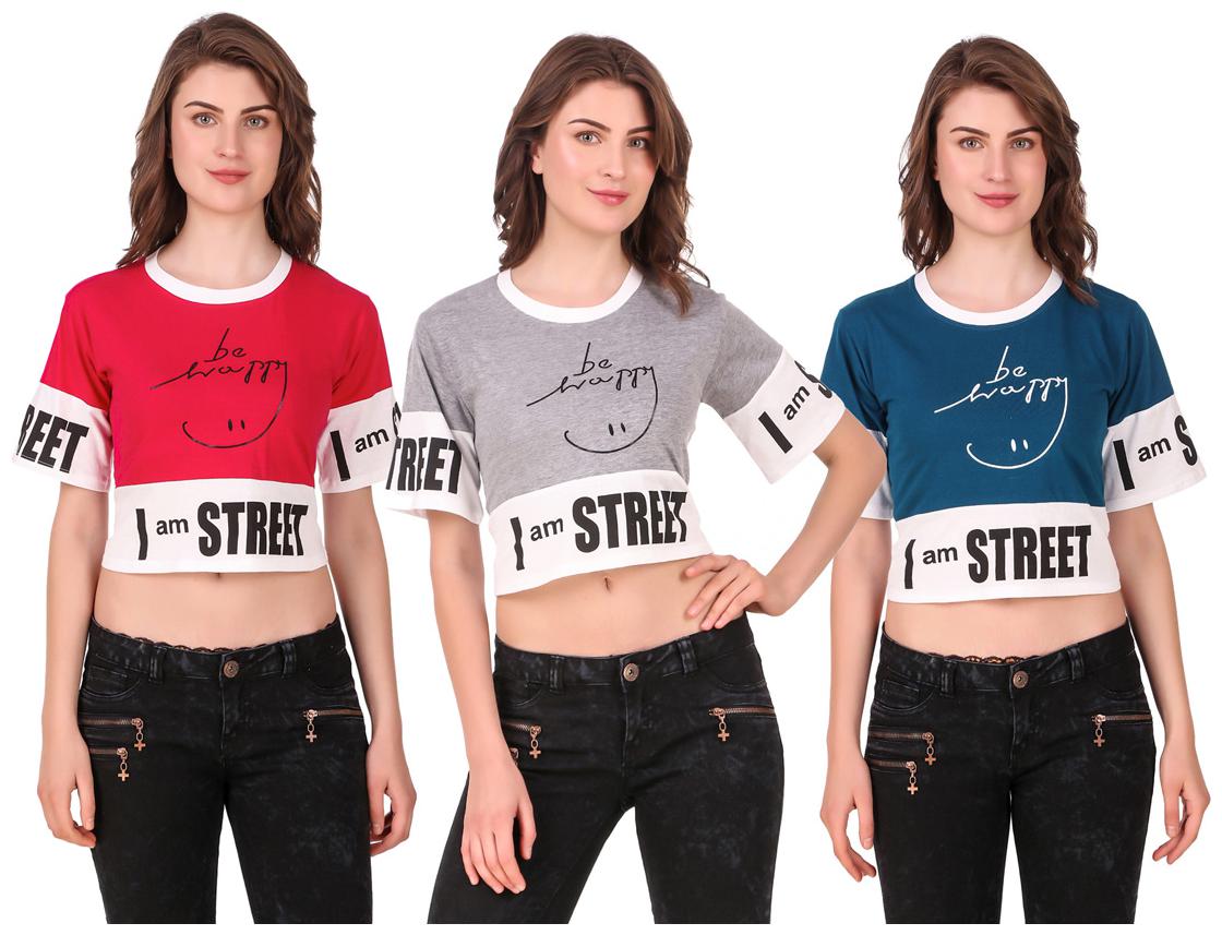 

AARYA WORLD Women Solid Crop top - Multi