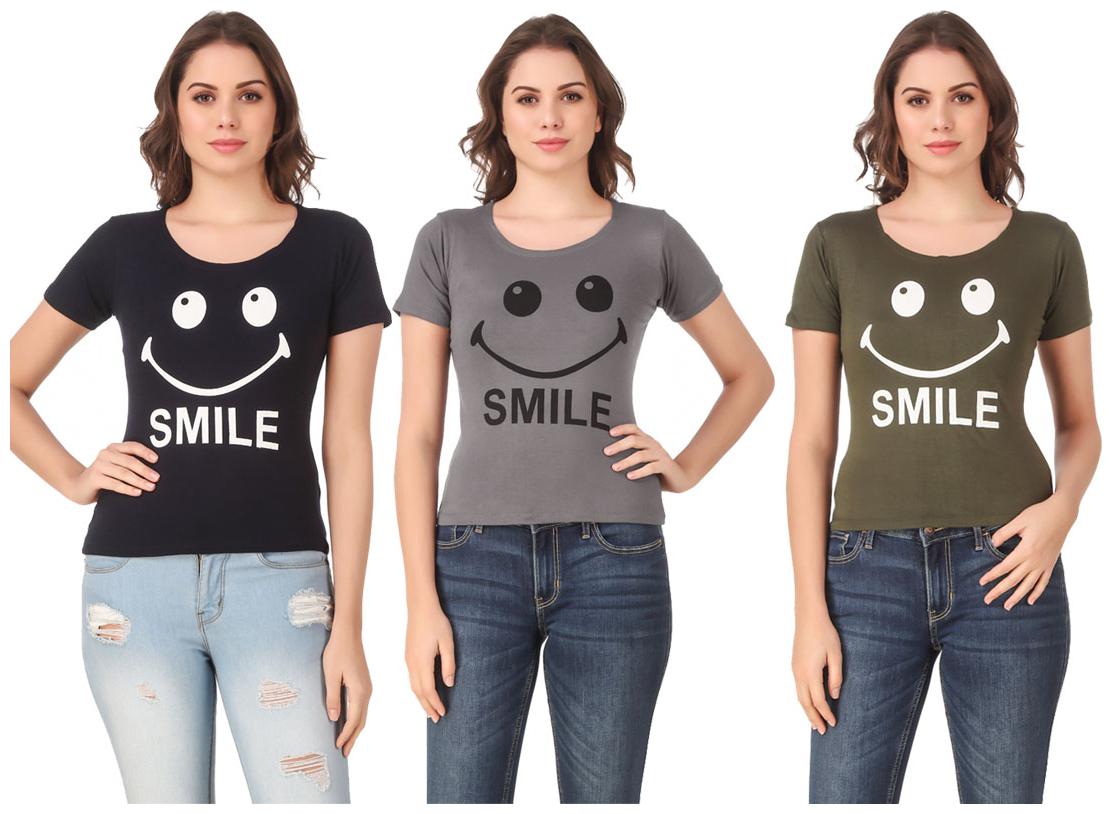 

AARYA WORLD Women Lycra Printed Multi T Shirt