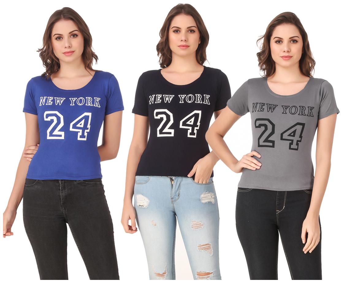 

AARYA WORLD Women Lycra Printed Multi T Shirt