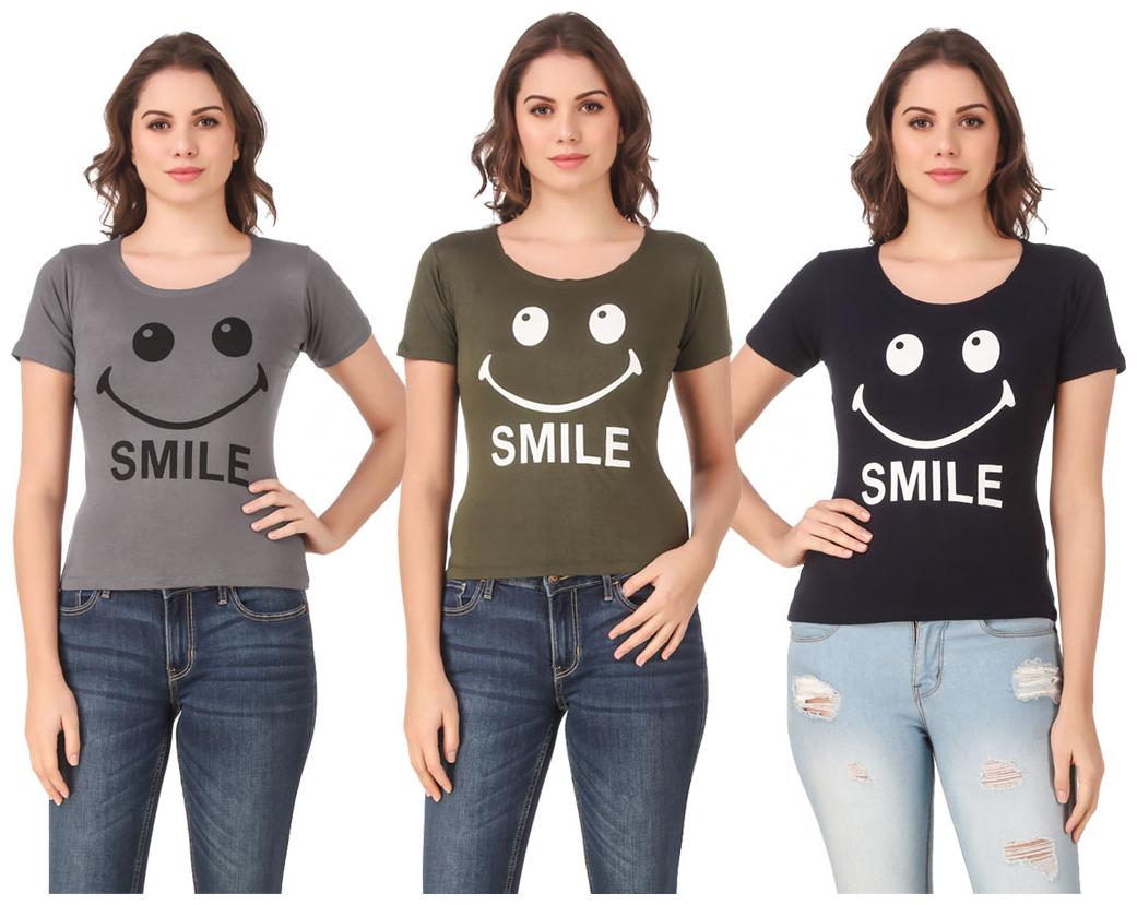 

AARYA WORLD Women Lycra Printed Multi T Shirt