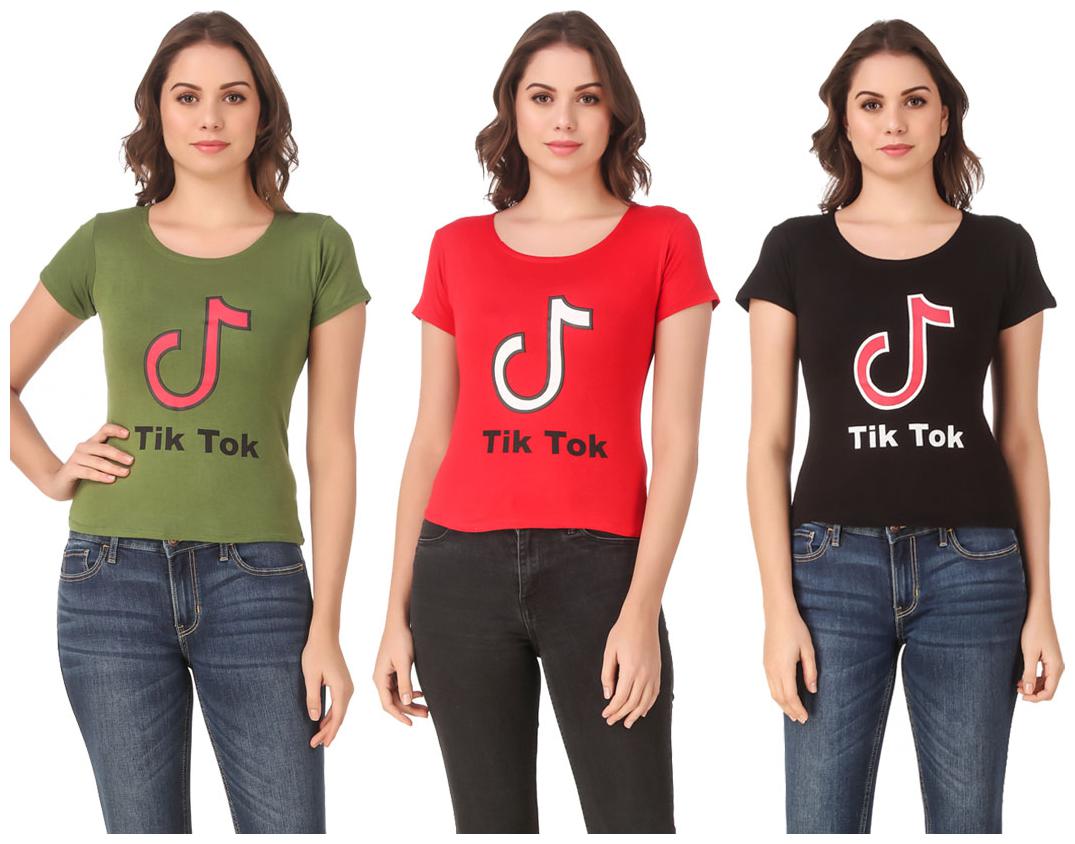 

AARYA WORLD Women Lycra Printed Multi T Shirt