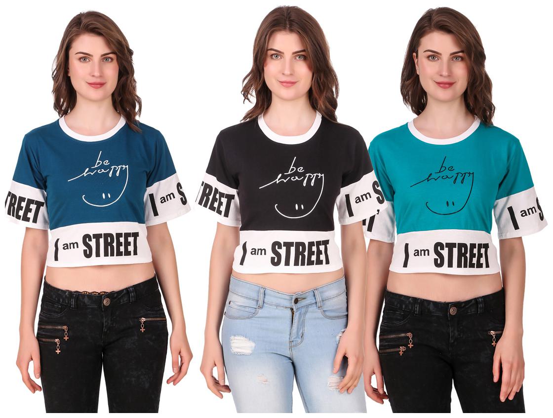 

AARYA WORLD Women Solid Crop top - Multi