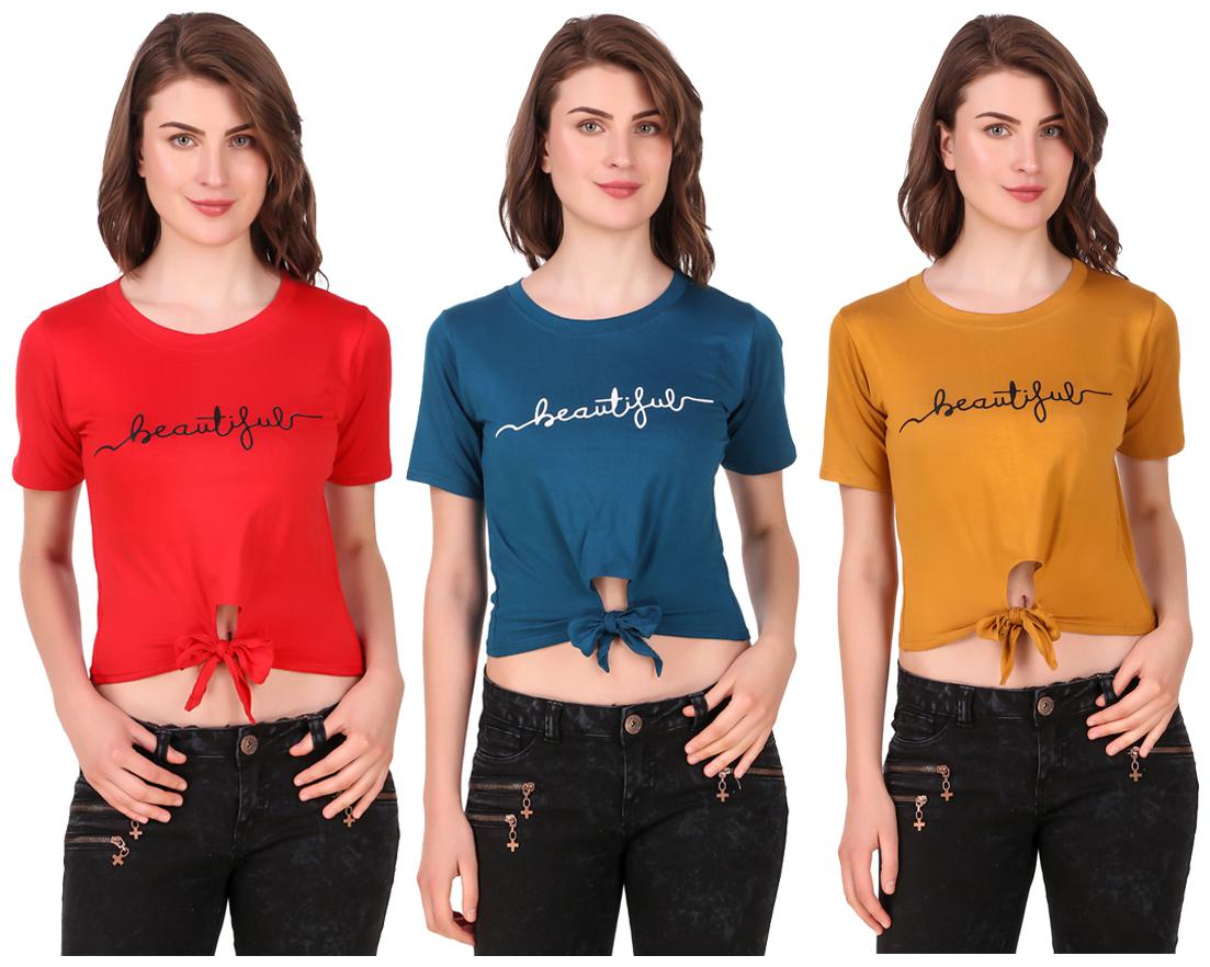 

AARYA WORLD Women Solid Crop top - Multi