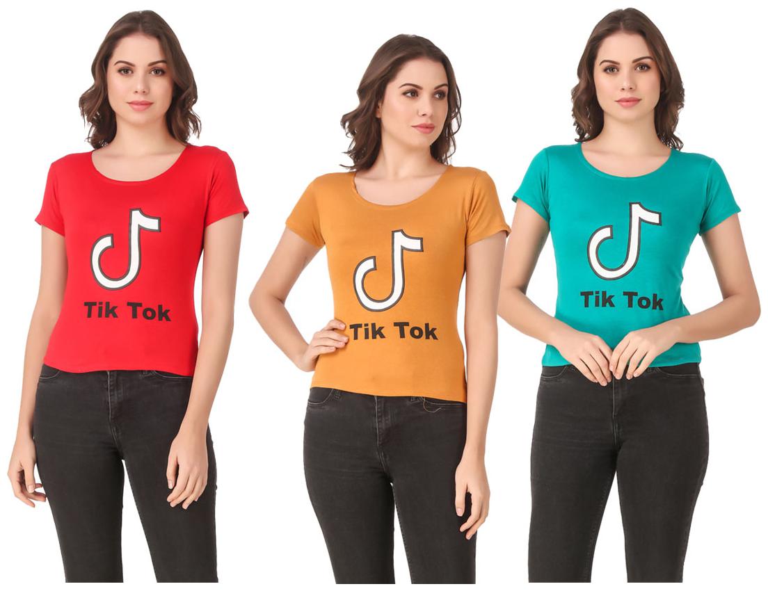 

AARYA WORLD Women Lycra Printed Multi T Shirt