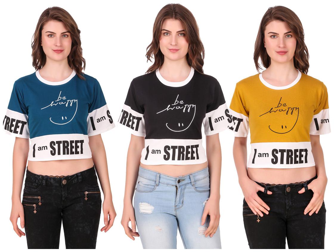 

AARYA WORLD Women Solid Crop top - Multi