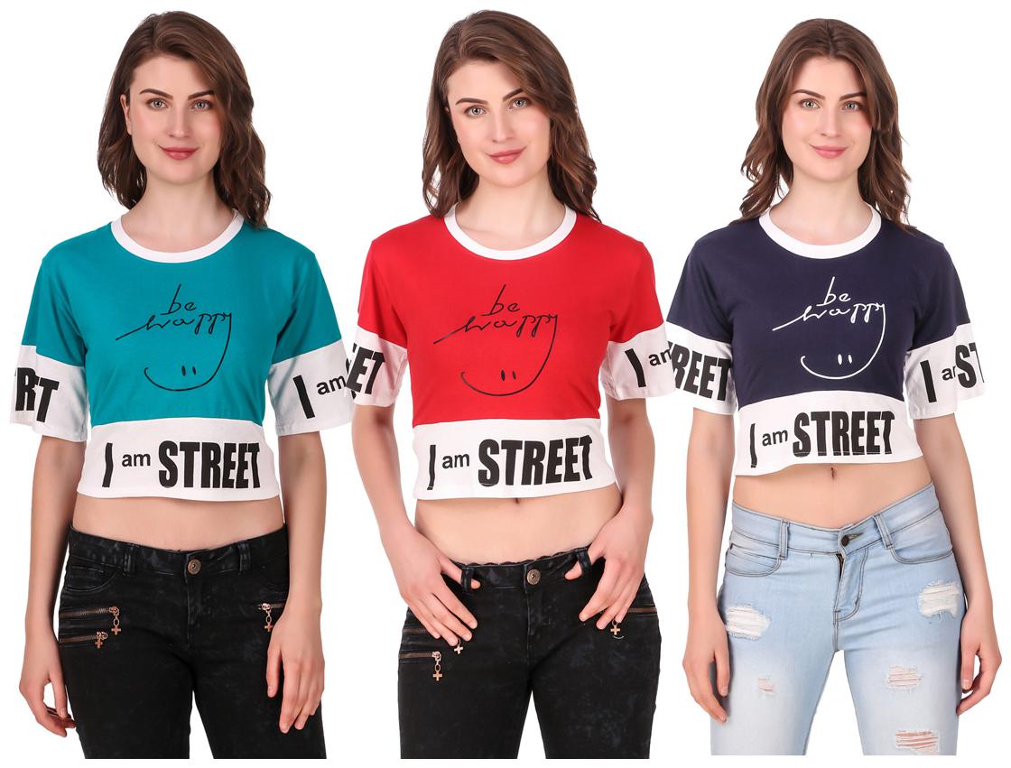 

AARYA WORLD Women Solid Crop top - Multi