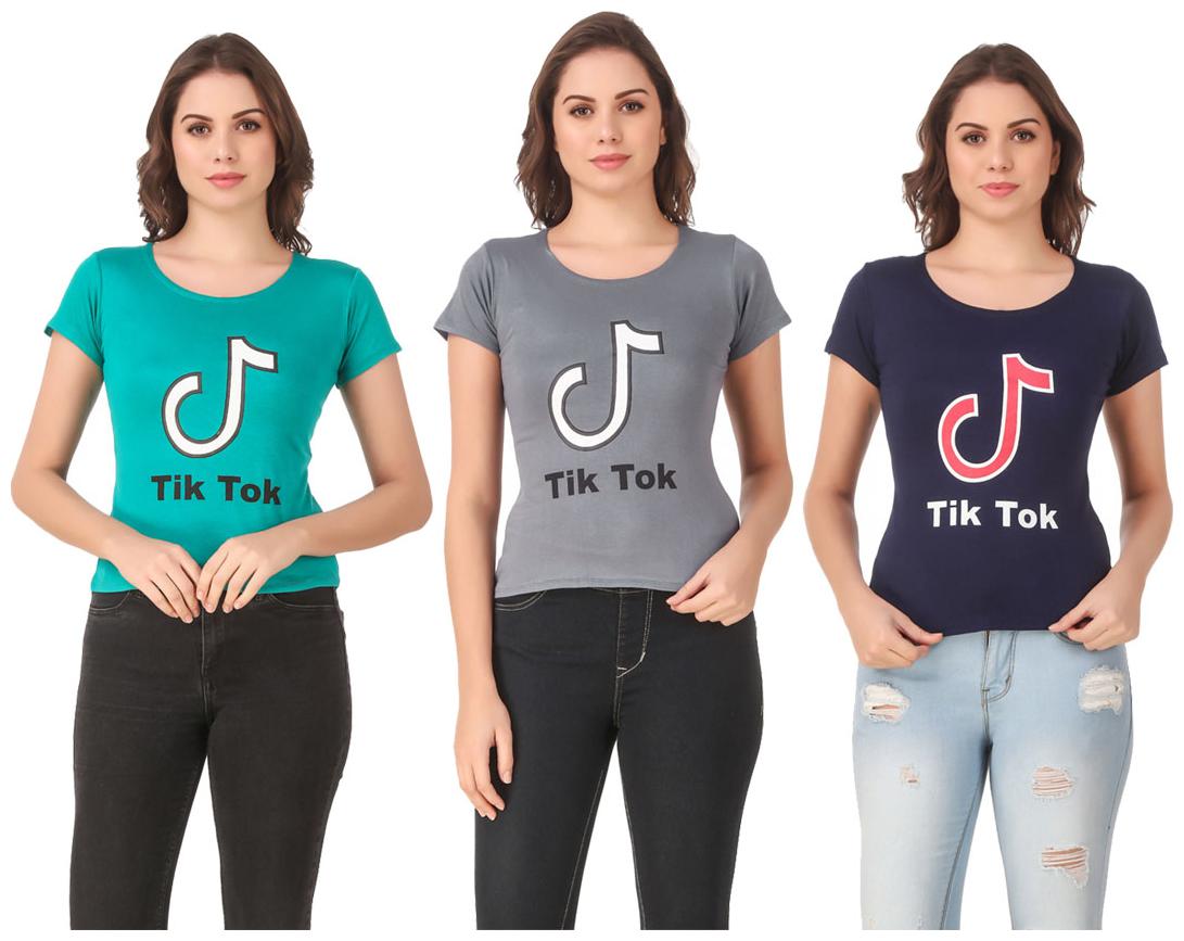

AARYA WORLD Women Lycra Printed Multi T Shirt