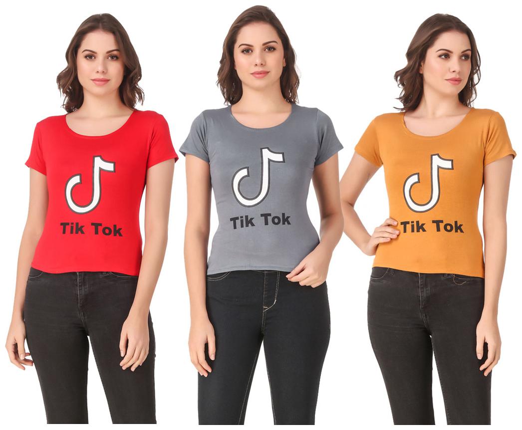 

AARYA WORLD Women Lycra Printed Multi T Shirt