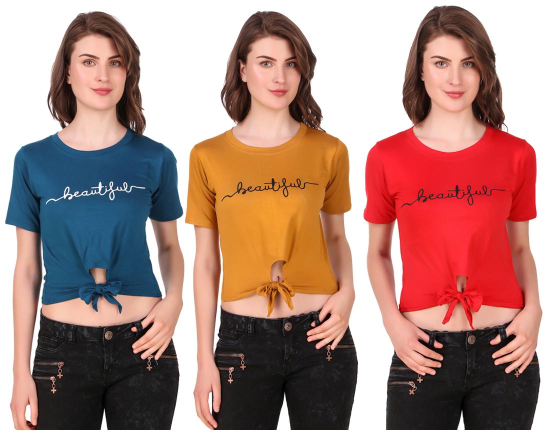 

AARYA WORLD Women Solid Crop top - Multi