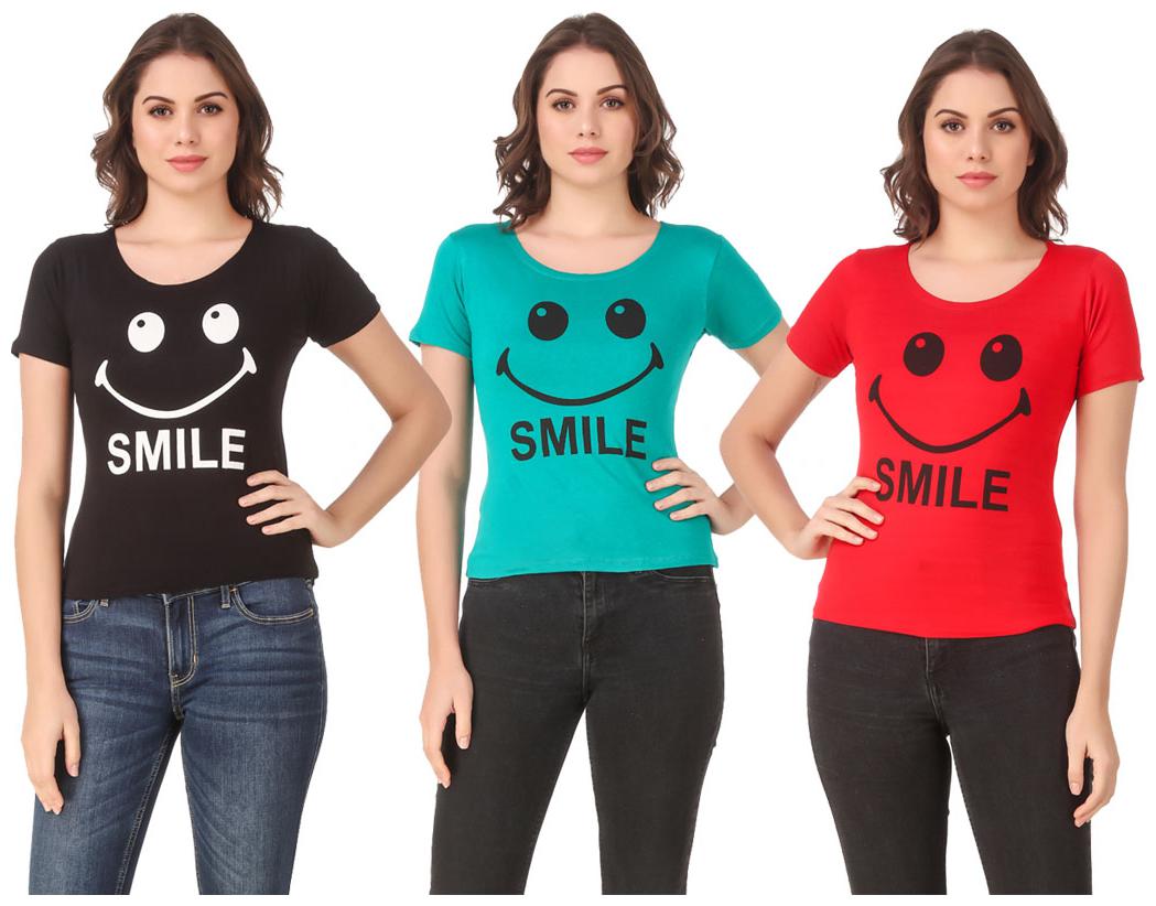 

AARYA WORLD Women Lycra Printed Multi T Shirt