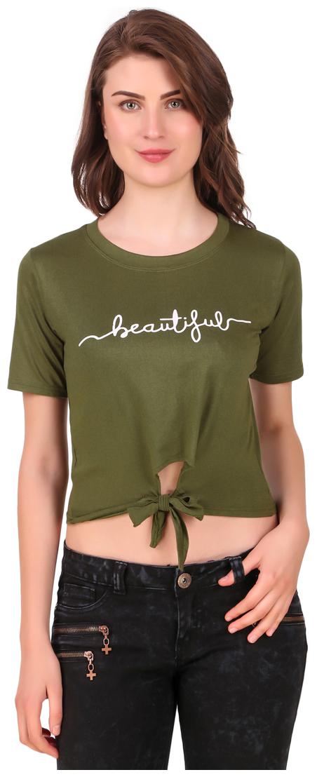

AARYA WORLD Women Solid Crop top - Green