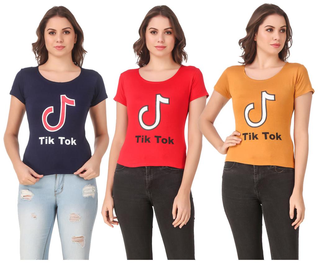 

AARYA WORLD Women Lycra Printed Multi T Shirt