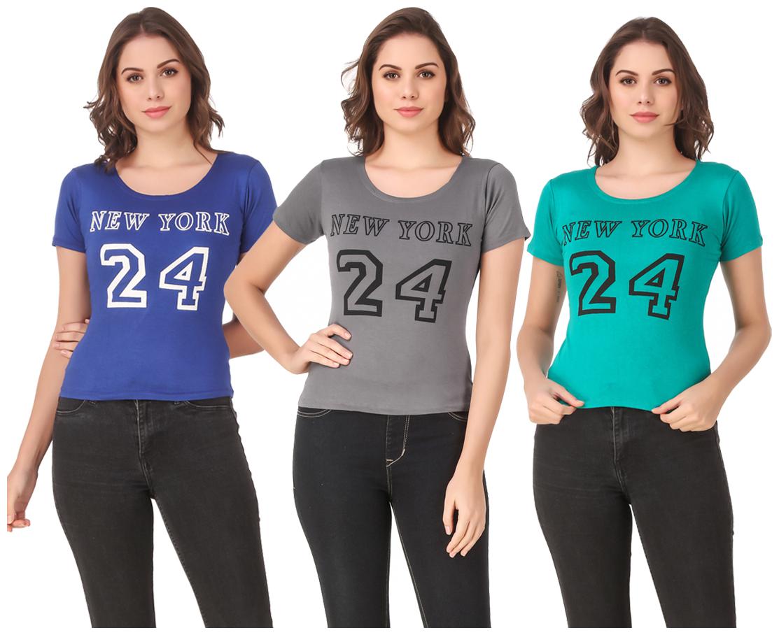 

AARYA WORLD Women Lycra Printed Multi T Shirt