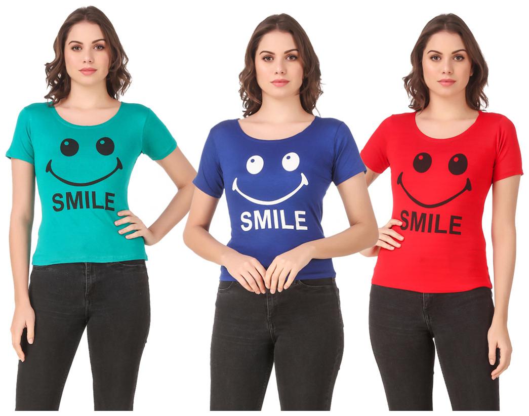 

AARYA WORLD Women Lycra Printed Multi T Shirt