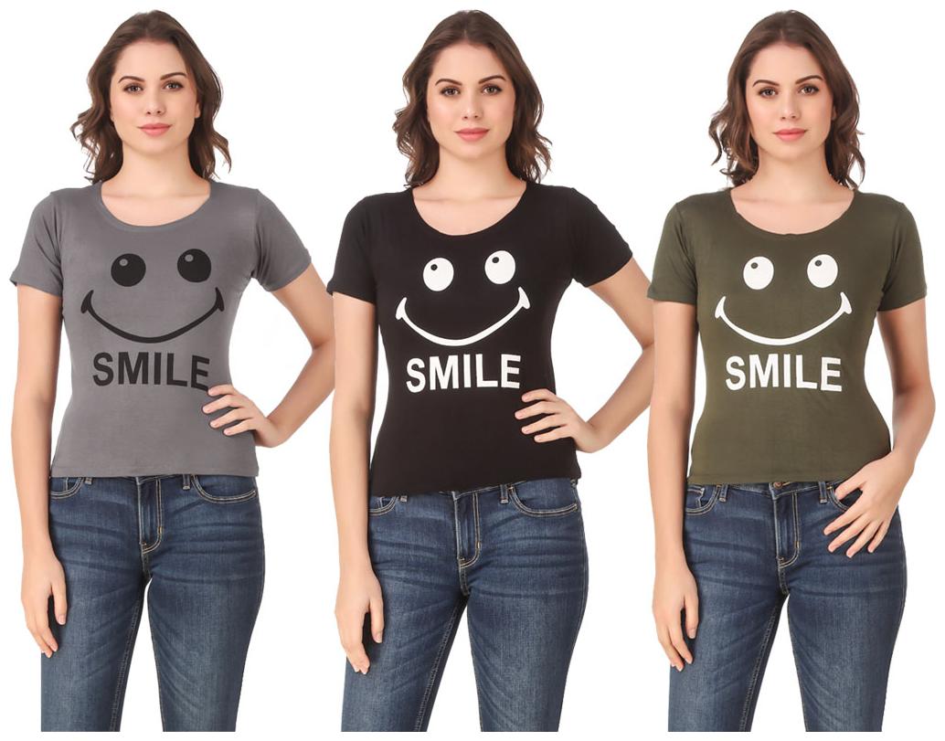 

AARYA WORLD Women Lycra Printed Multi T Shirt