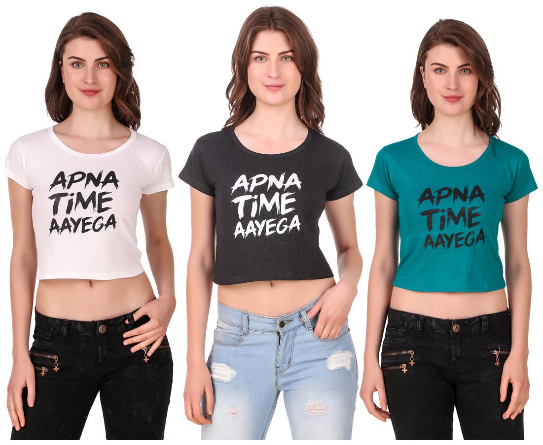 

AARYA WORLD Women Solid Crop top - Multi