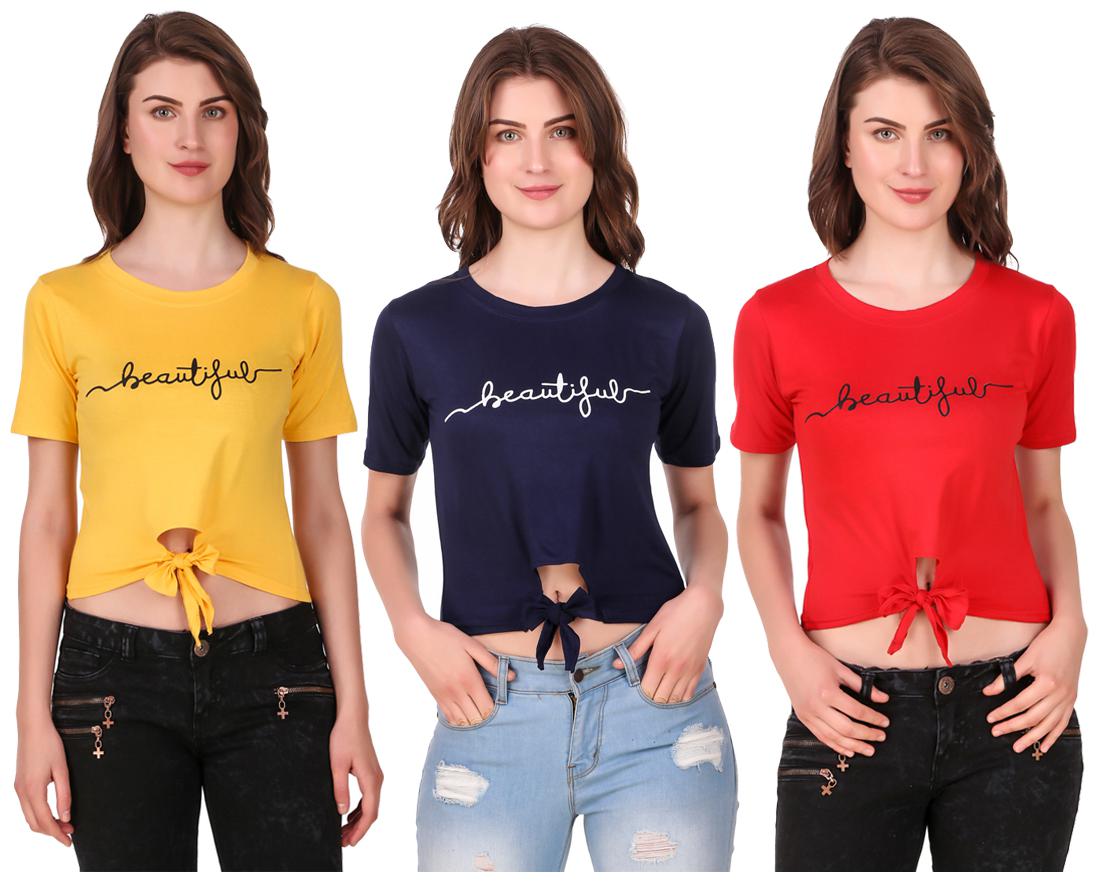 

AARYA WORLD Women Solid Crop top - Multi